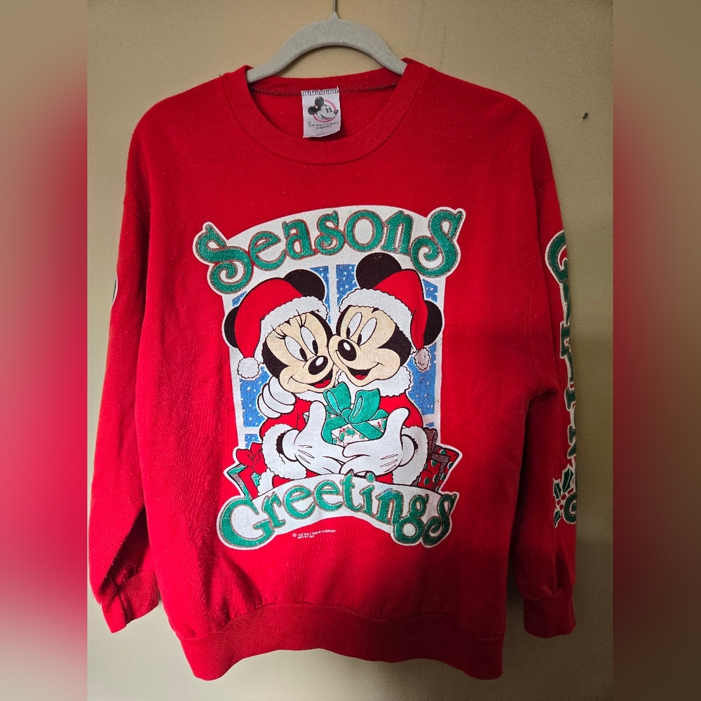 Disney Red Holiday Mickey and Minnie Sweatshirt